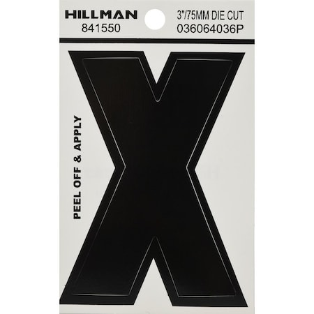 Hillman HILLMAN 3 in. Black Vinyl Self-Adhesive Letter X 1 pc, PK6 841550